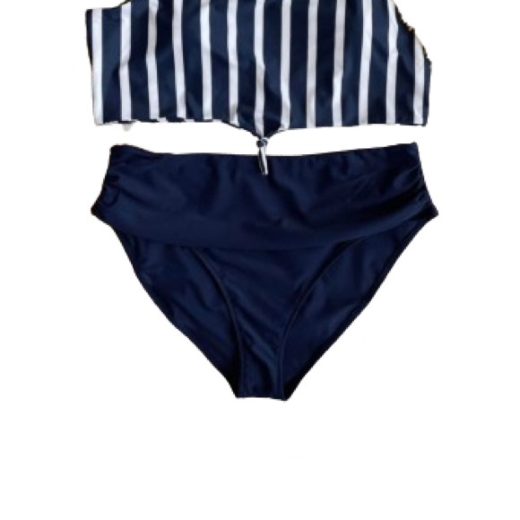 3X Davi & Dani Navy & Stripe Two Piece Swimsuit EUC. Only washed never worn. - Picture 7 of 7